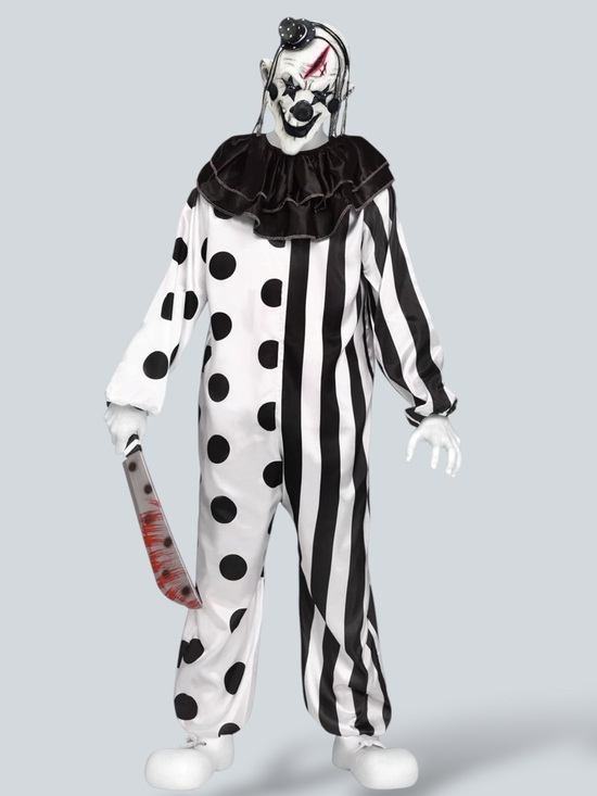 Fun World Other - Halloween Killer Clown Costume jumpsuit ruffle collar Latex Mask Boy Size M (8)